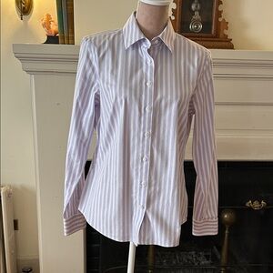 Brooks Brothers Lavender and White Striped Fitted Shirt